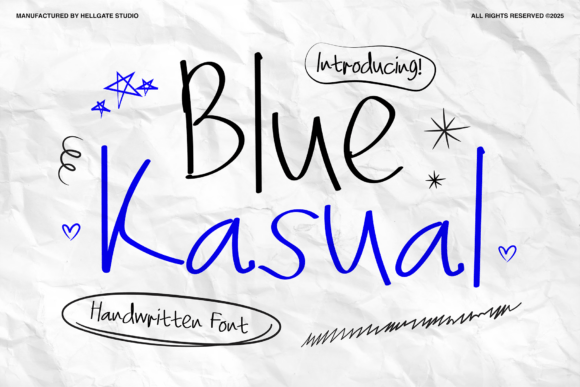 Blue Kasual Handwritten Font for Playful Web Design